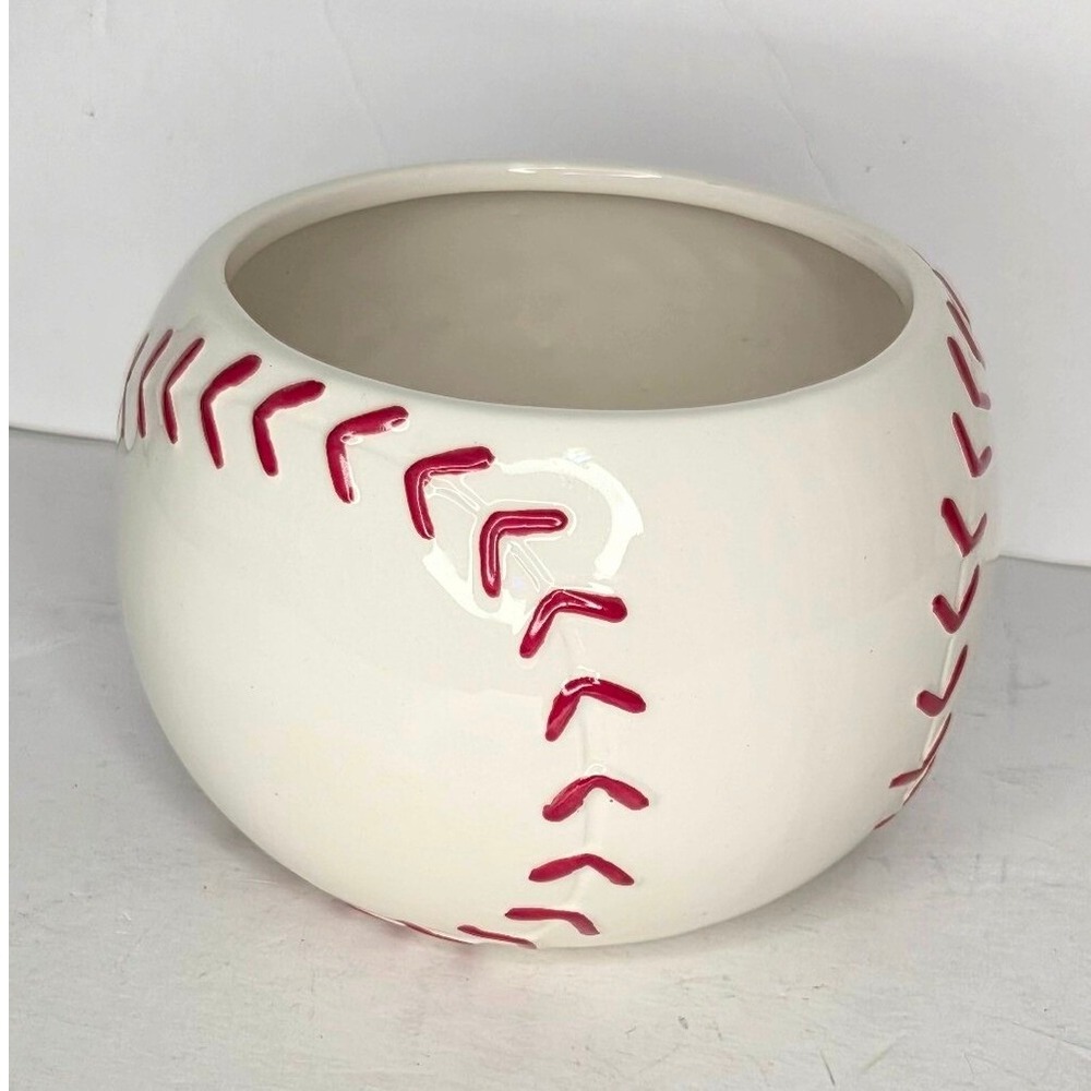Baseball Ceramic Planter Vase with Red Stitching July 4th Child Sports Room